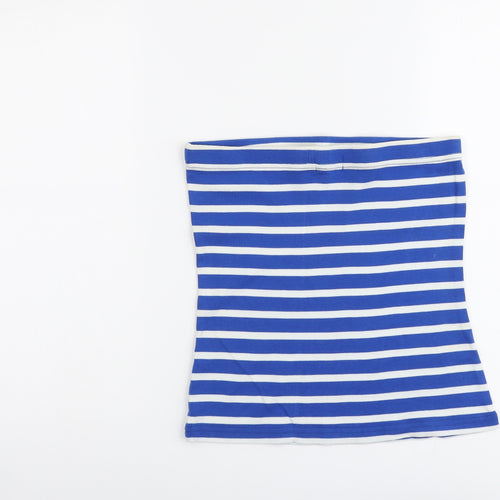 Papaya Womens Blue Striped Cotton Cropped Tank Size 12 Off the Shoulder
