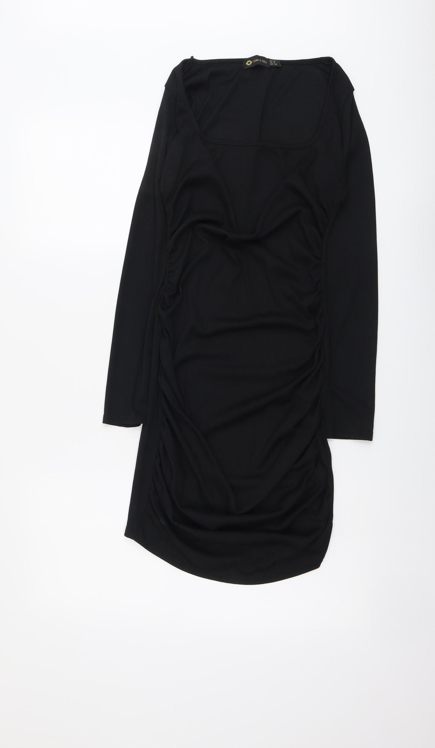 I SAW IT FIRST Womens Black Polyester Shift Size 12 V-Neck Pullover