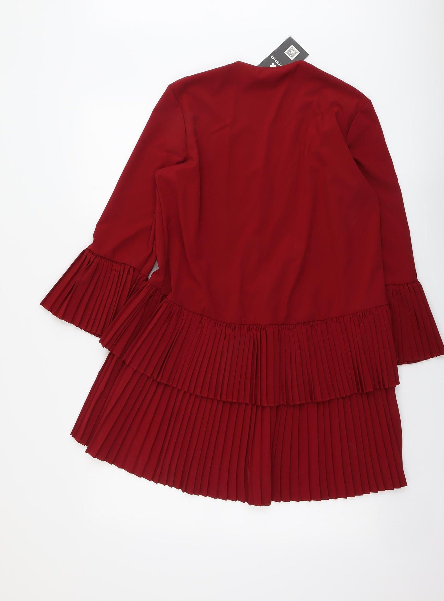 Missyempire Womens Red Cotton A-Line Size S V-Neck Button