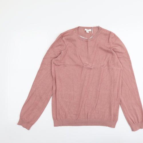 H&M Womens Pink Round Neck Viscose Pullover Jumper Size M