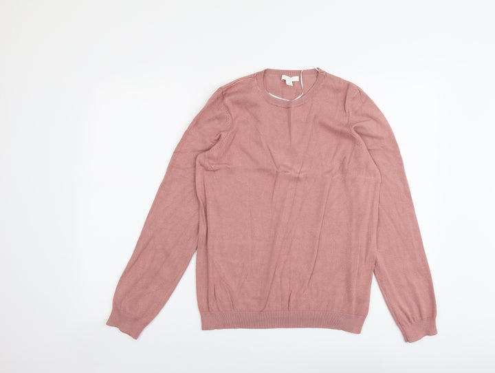 H&M Womens Pink Round Neck Viscose Pullover Jumper Size M
