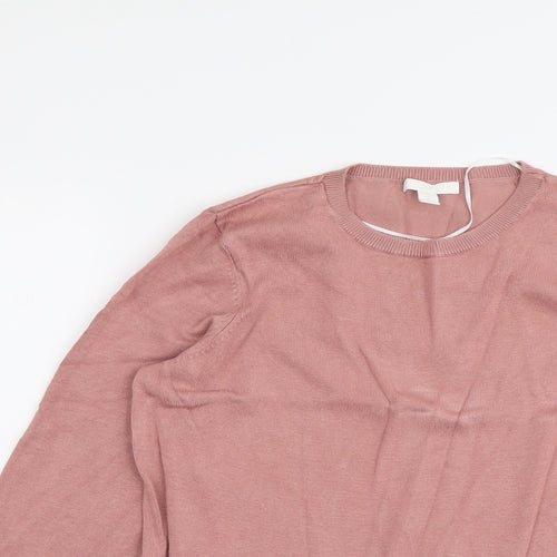H&M Womens Pink Round Neck Viscose Pullover Jumper Size M