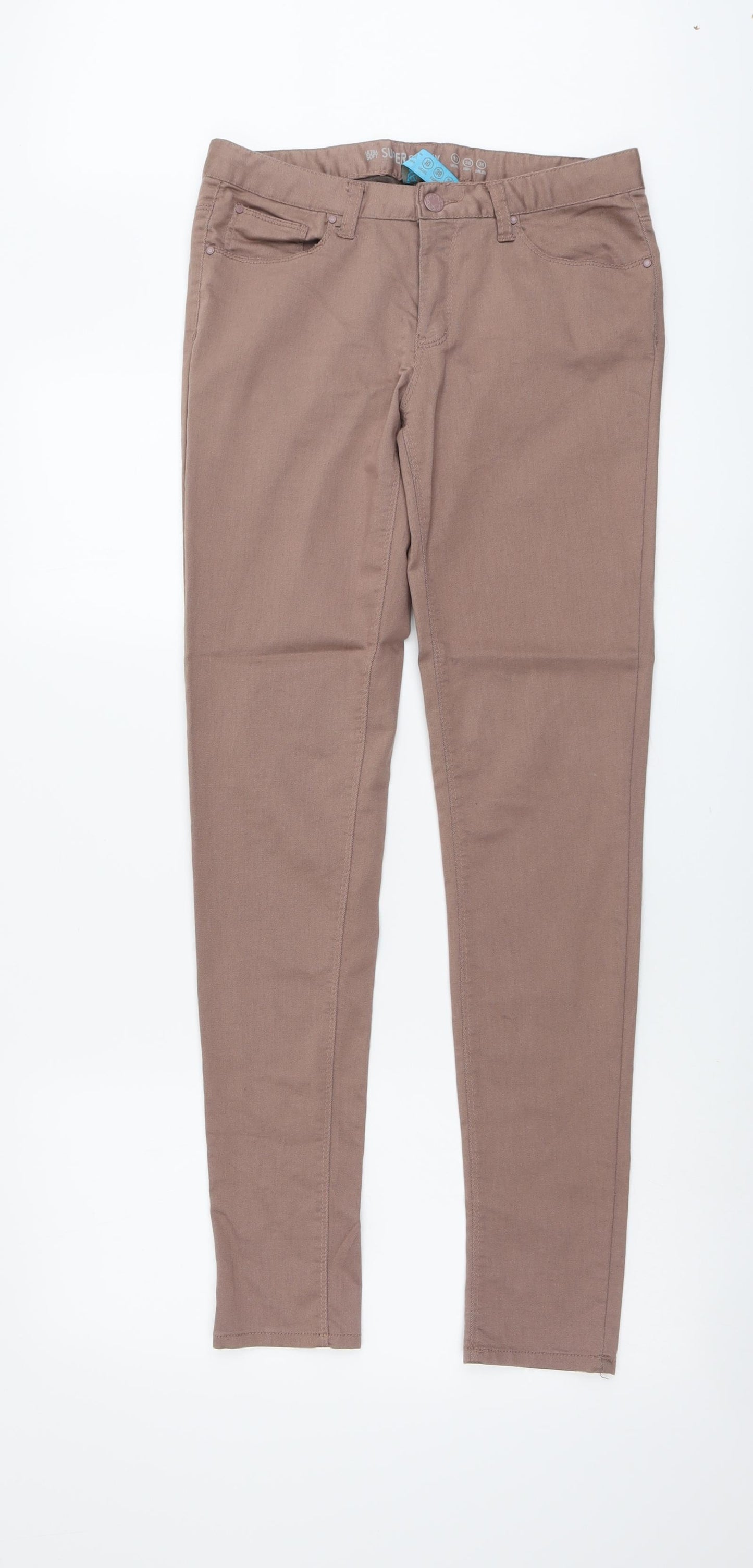 Denim & Co. Womens Brown Cotton Skinny Jeans Size 10 L31 in Regular Button