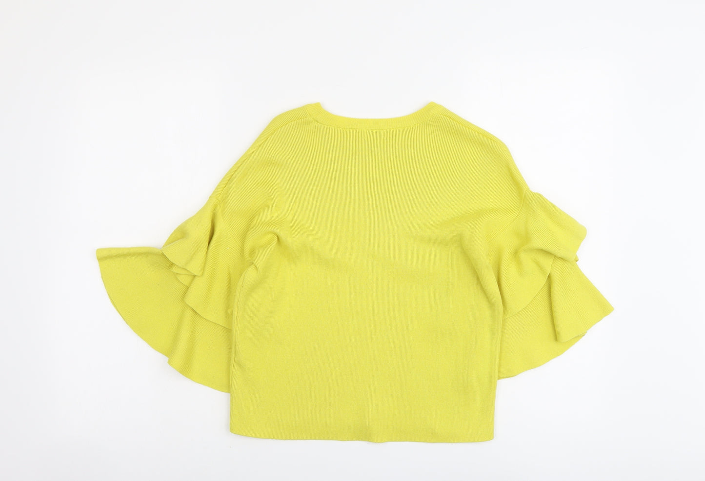River Island Womens Yellow Boat Neck Cotton Pullover Jumper Size 6