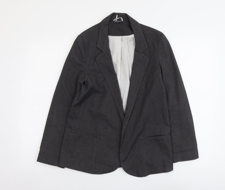 Sparkle & Fade Womens Grey Polyacrylate Fibre Jacket Blazer Size S - Open