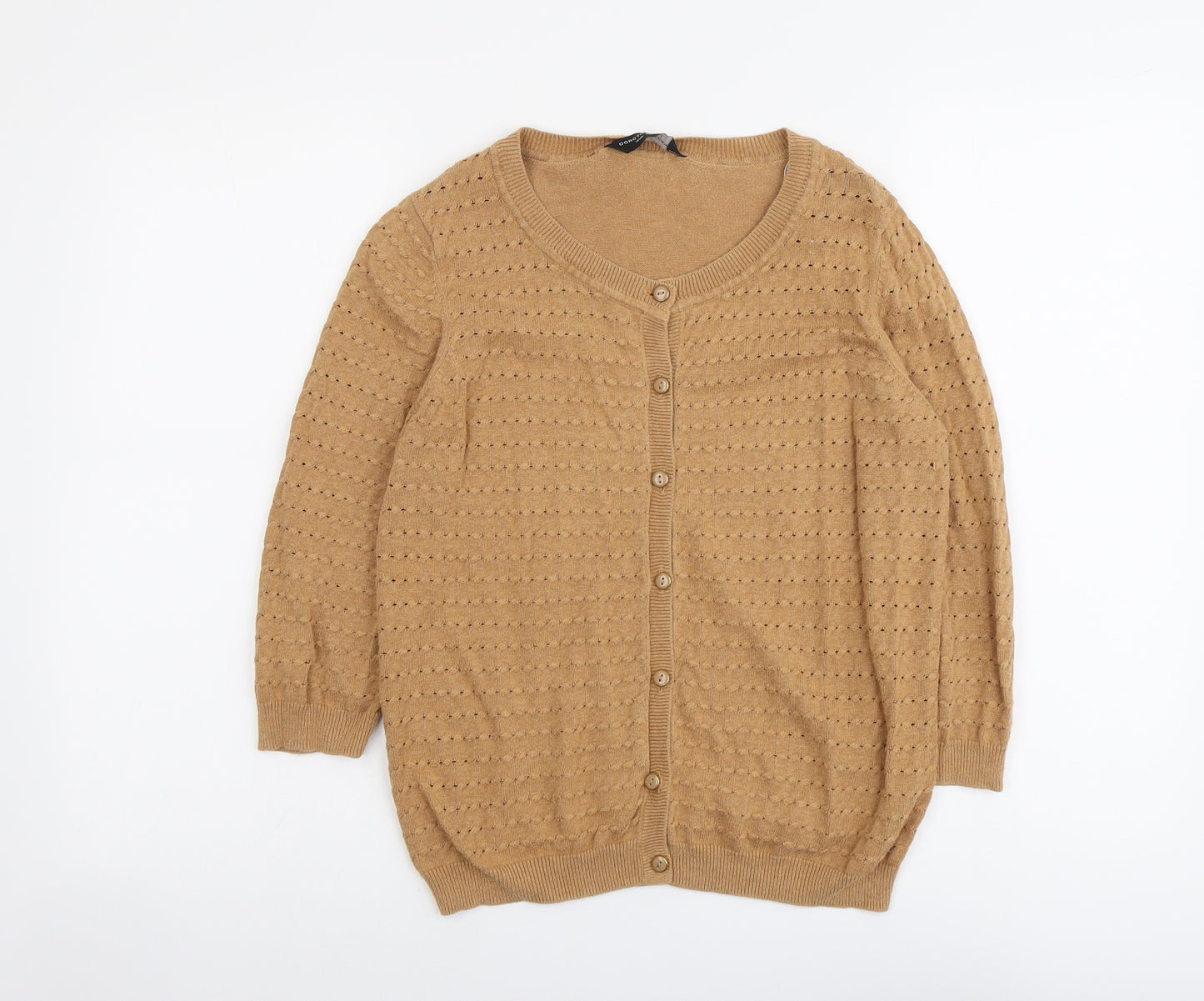 Dorothy Perkins Womens Beige Scoop Neck Cotton Cardigan Jumper Size 12