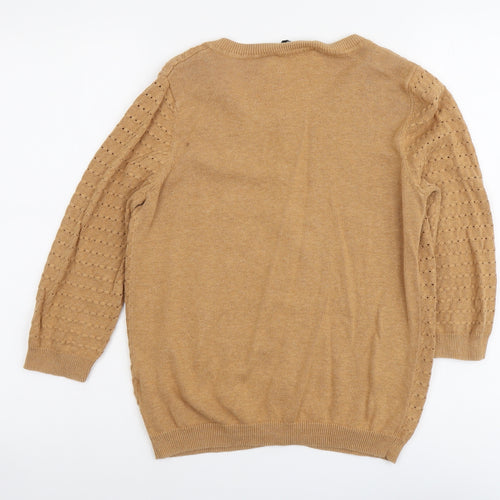 Dorothy Perkins Womens Beige Scoop Neck Cotton Cardigan Jumper Size 12