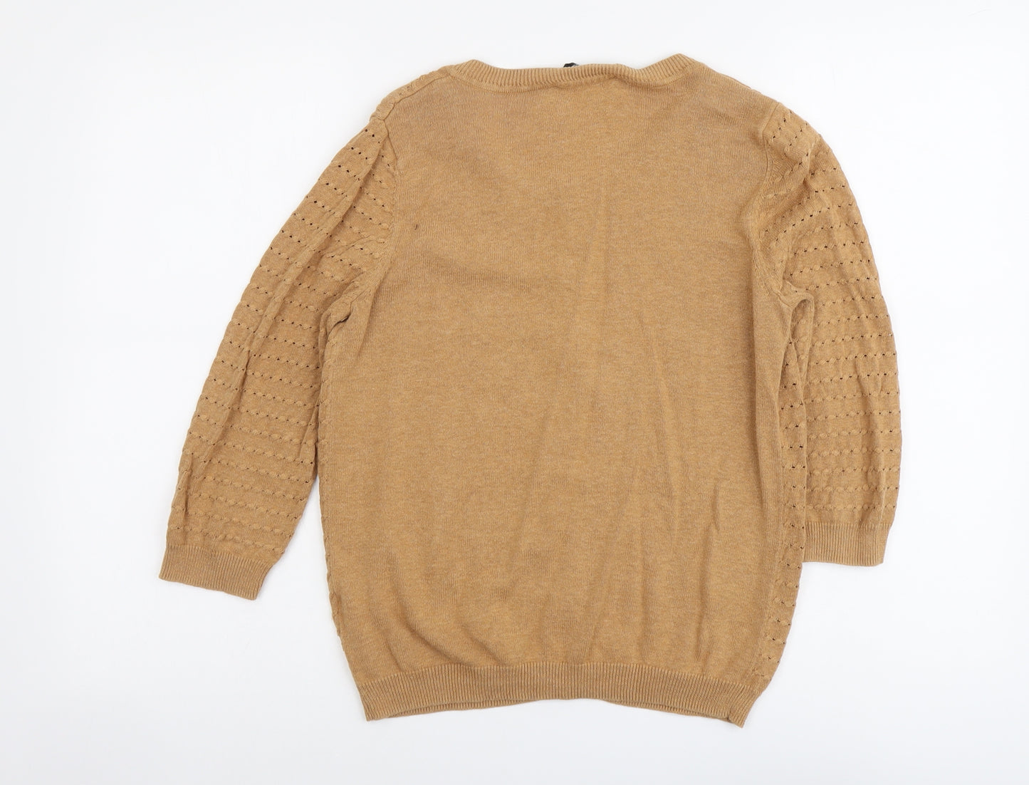 Dorothy Perkins Womens Beige Scoop Neck Cotton Cardigan Jumper Size 12