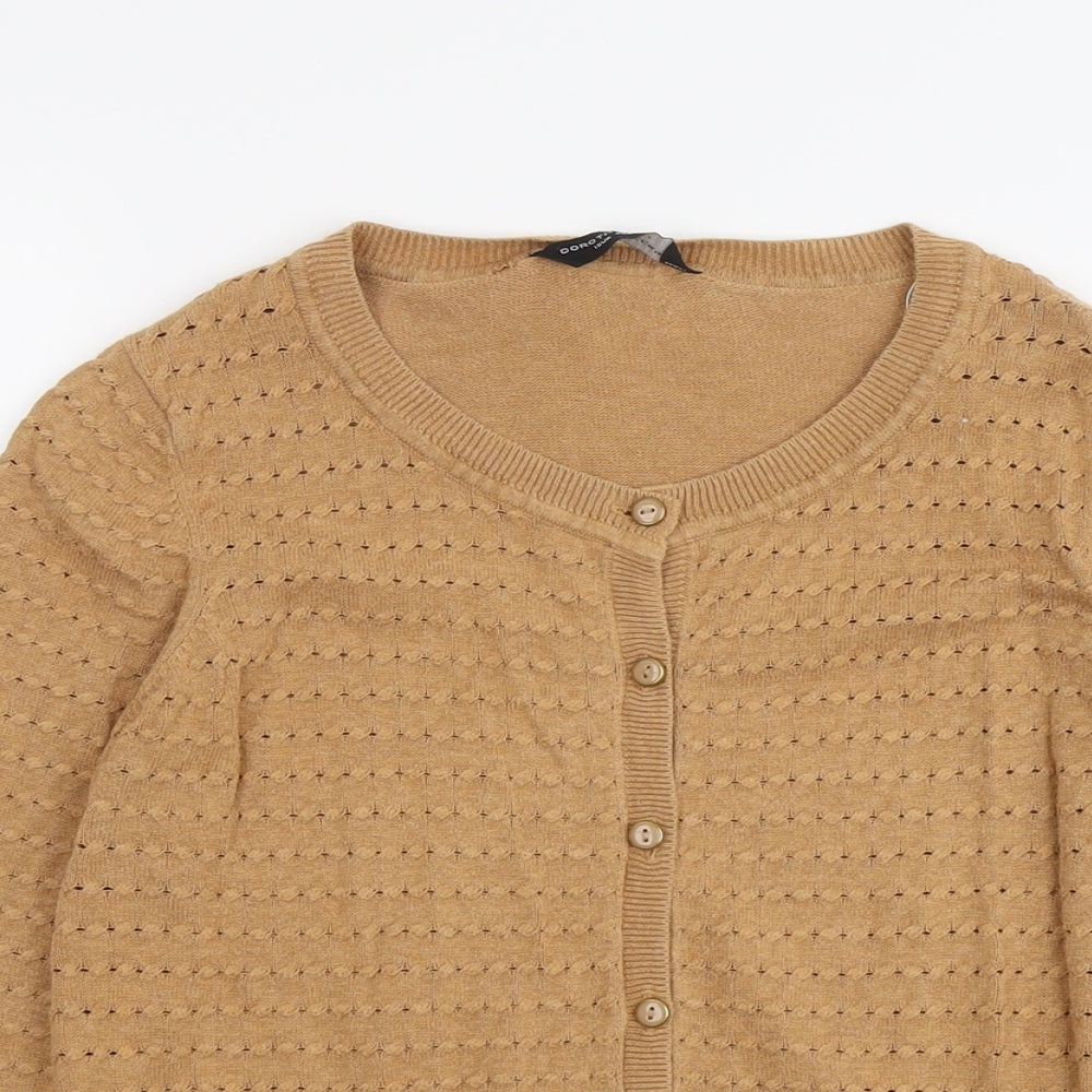 Dorothy Perkins Womens Beige Scoop Neck Cotton Cardigan Jumper Size 12