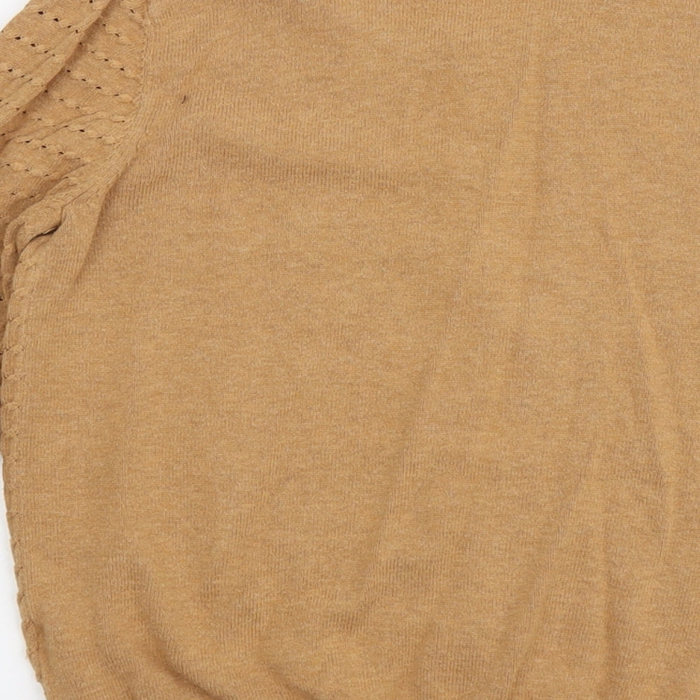 Dorothy Perkins Womens Beige Scoop Neck Cotton Cardigan Jumper Size 12