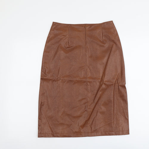 Pure Originals Womens Brown Animal Print Polyurethane A-Line Skirt Size 10 Zip - Snake Print