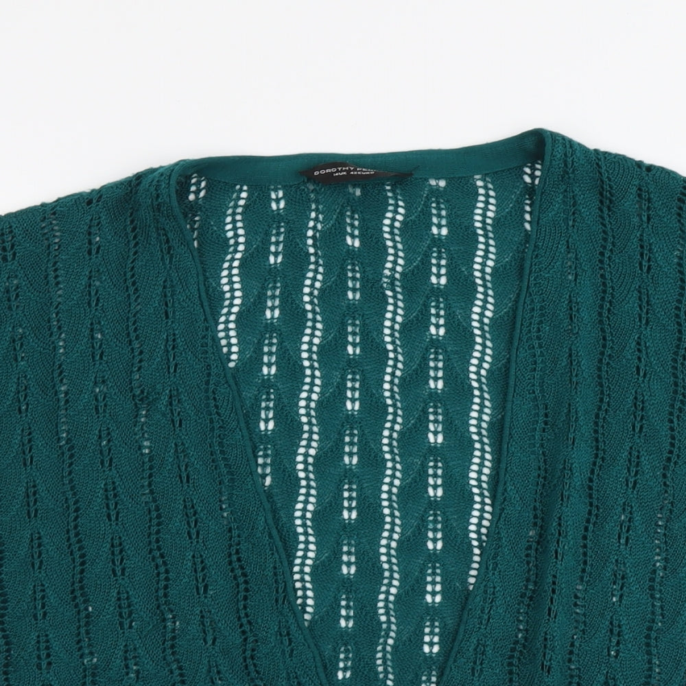 Dorothy Perkins Womens Green V-Neck Acrylic Cardigan Jumper Size 14