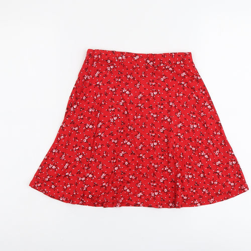 PRETTYLITTLETHING Womens Red Floral Viscose A-Line Skirt Size 6