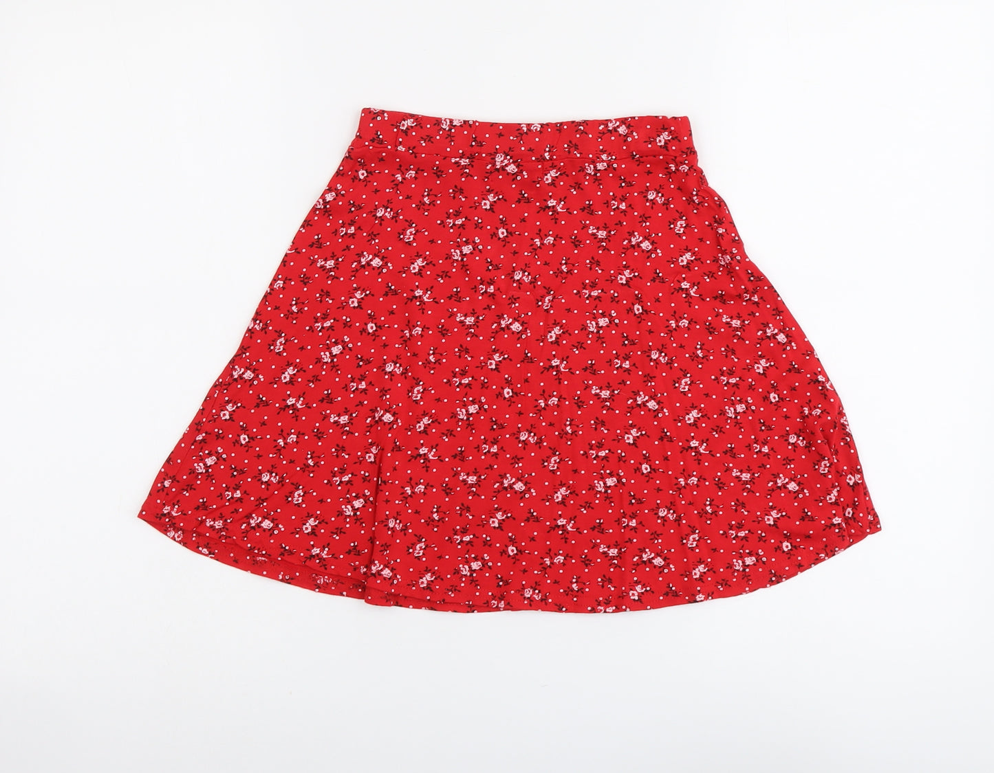PRETTYLITTLETHING Womens Red Floral Viscose A-Line Skirt Size 6