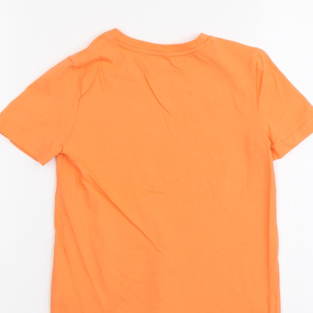 F&F Boys Orange Cotton Basic T-Shirt Size 6-7 Years Round Neck Pullover - Future Game