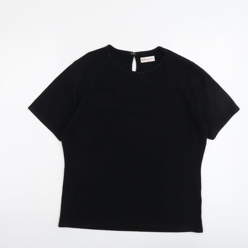 Bonmarché Womens Black Round Neck Acrylic Pullover Jumper Size M