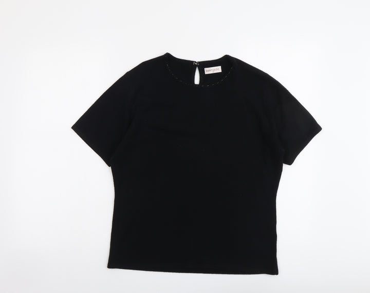 Bonmarché Womens Black Round Neck Acrylic Pullover Jumper Size M