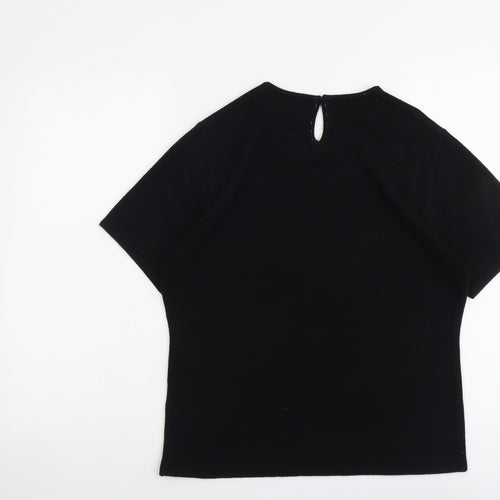 Bonmarché Womens Black Round Neck Acrylic Pullover Jumper Size M