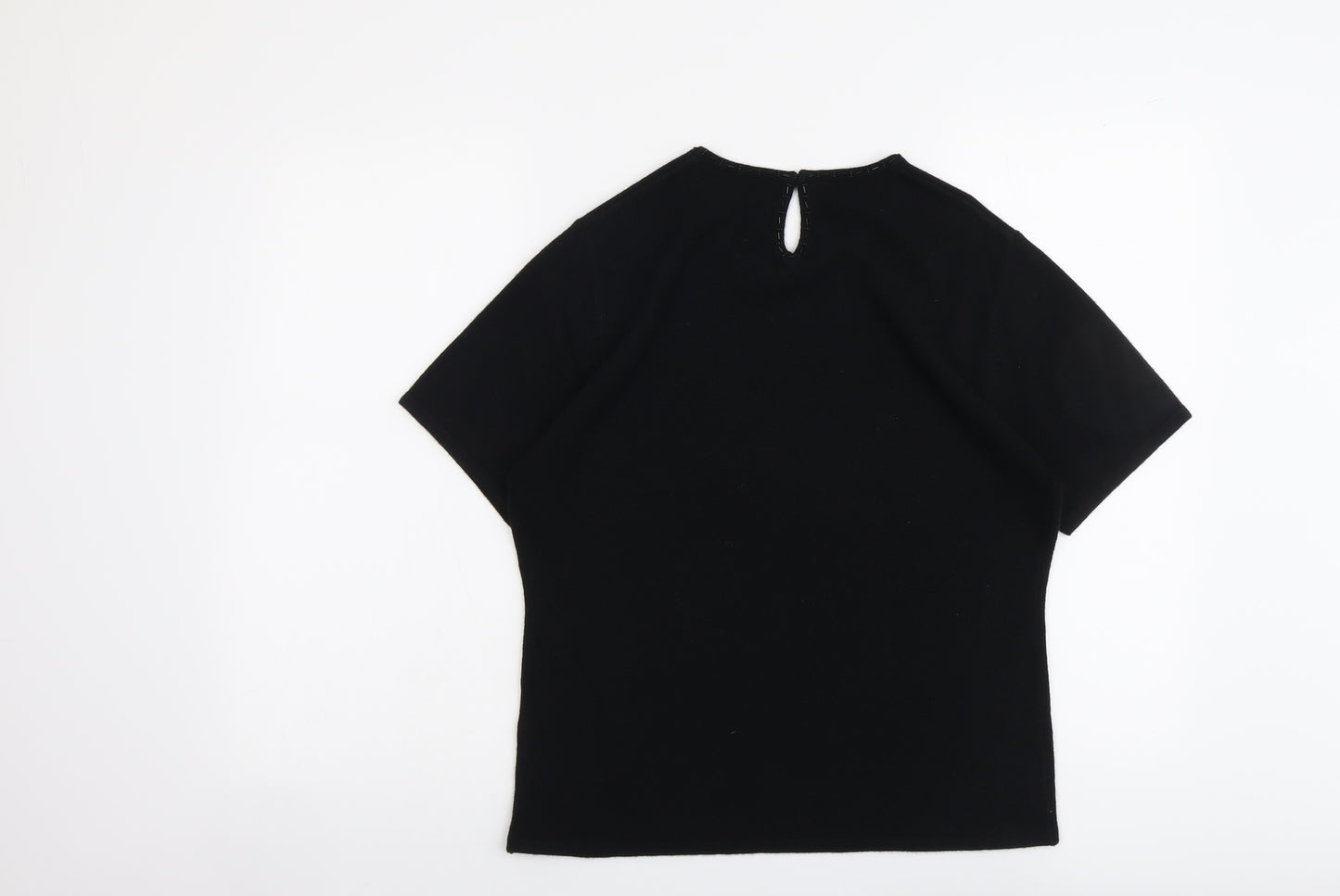 Bonmarché Womens Black Round Neck Acrylic Pullover Jumper Size M