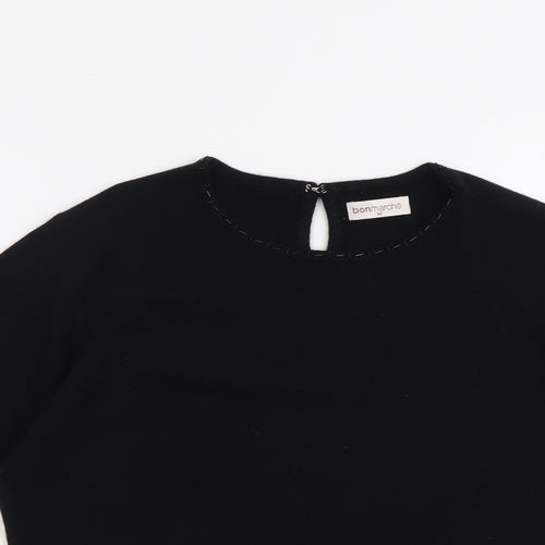 Bonmarché Womens Black Round Neck Acrylic Pullover Jumper Size M