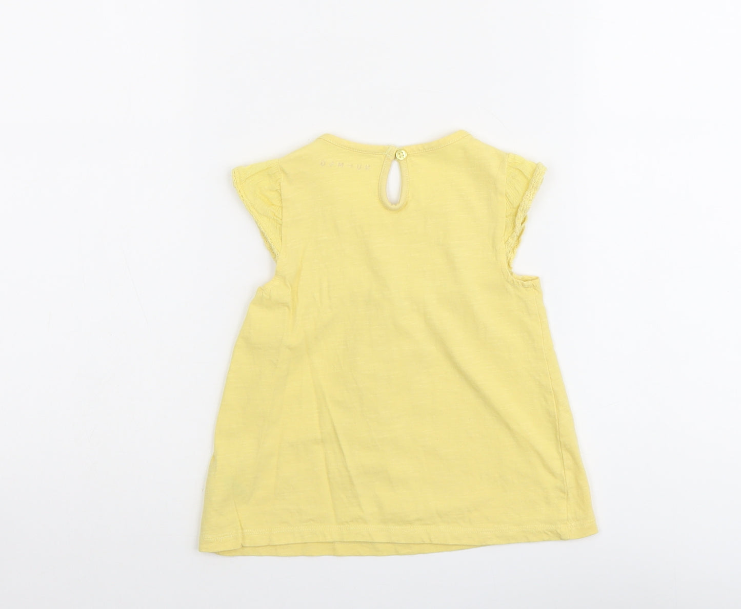 Nutmeg Girls Yellow Cotton Basic Blouse Size 3-4 Years Round Neck Button