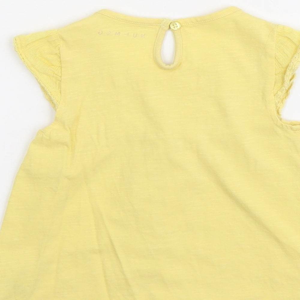 Nutmeg Girls Yellow Cotton Basic Blouse Size 3-4 Years Round Neck Button