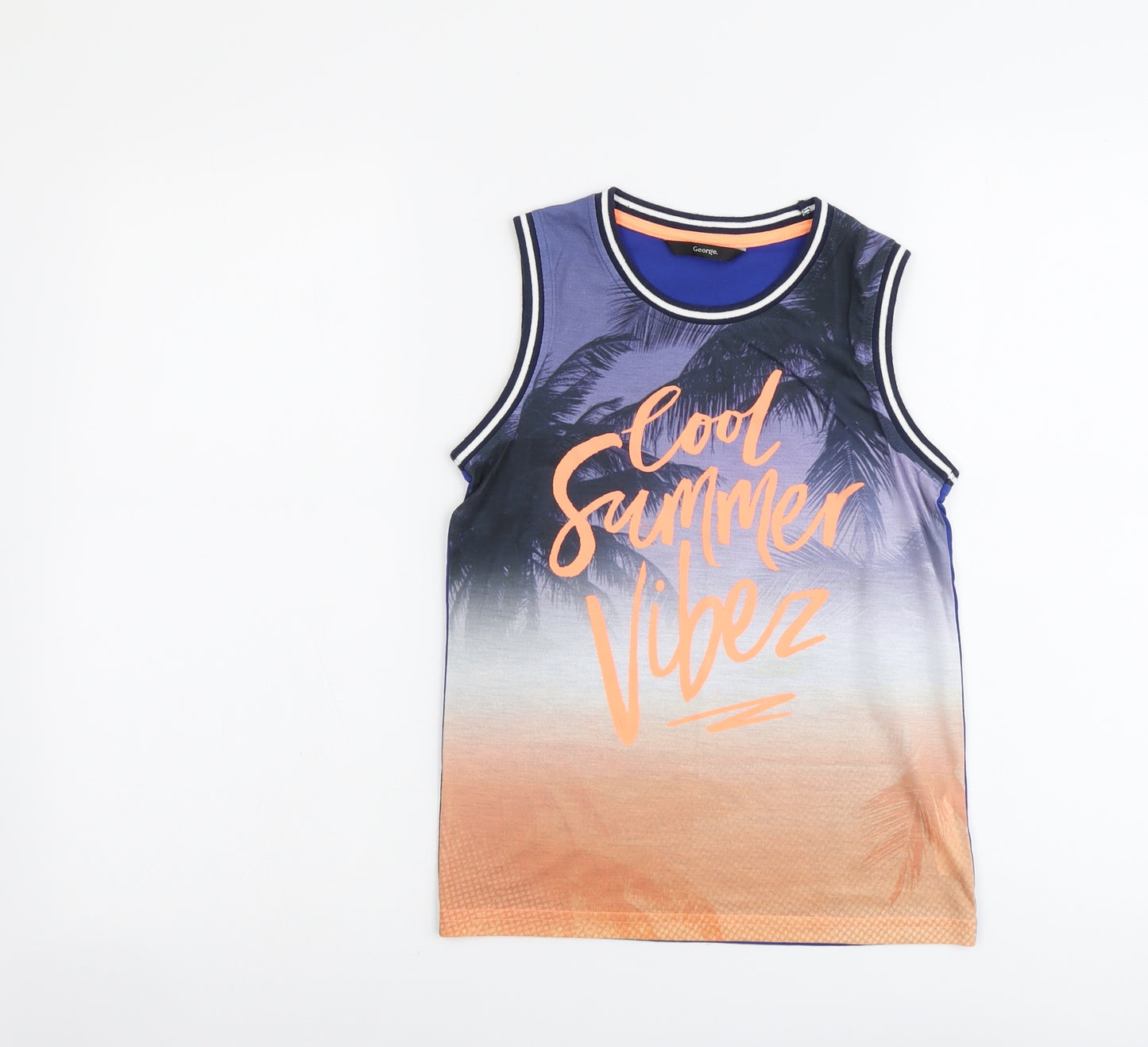 George Boys Multicoloured Geometric Polyester Basic Tank Size 8-9 Years Round Neck Pullover - Cool Summer Vibez