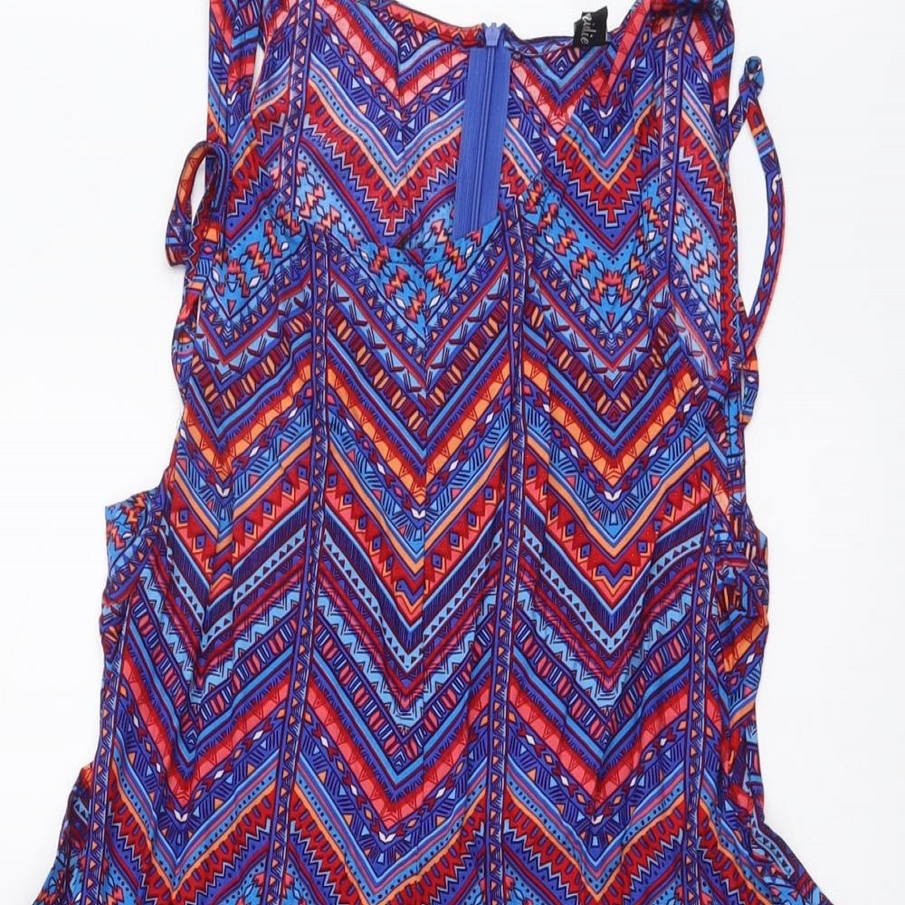 Bonidale Womens Multicoloured Geometric Polyester Romper One-Piece Size M Zip