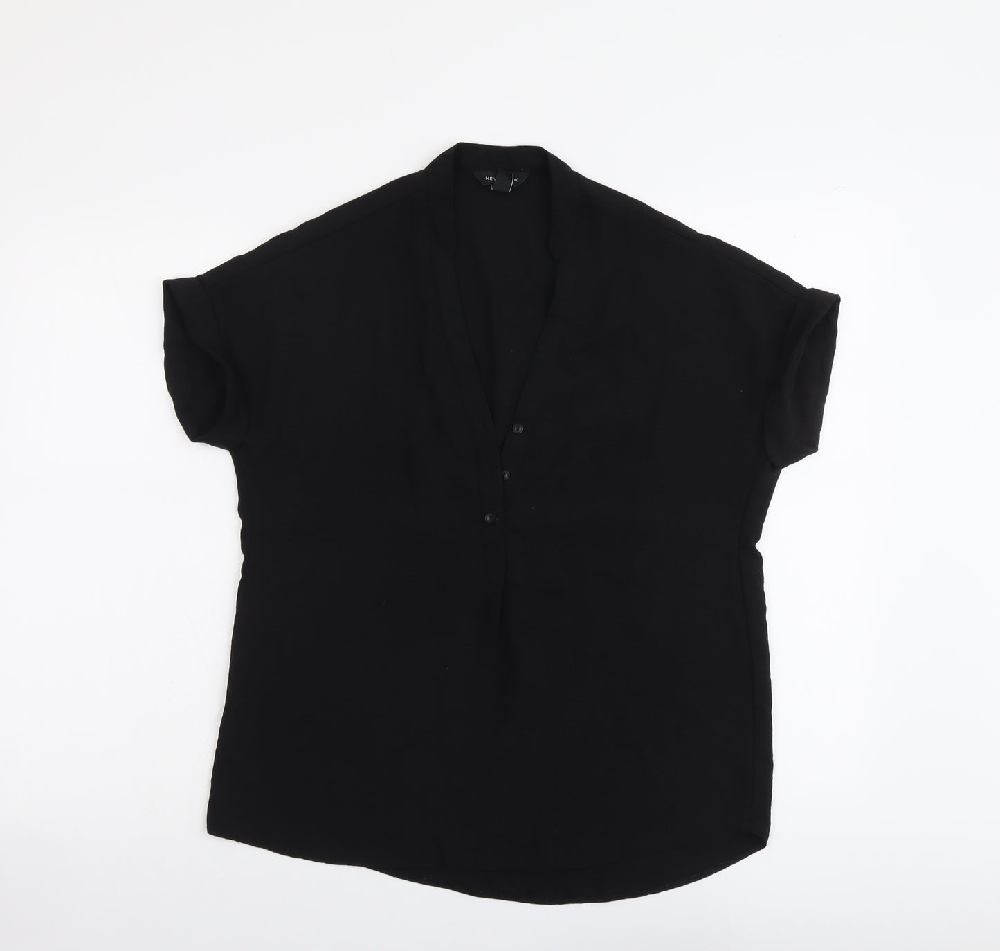 New Look Womens Black Polyester Basic Blouse Size 8 V-Neck