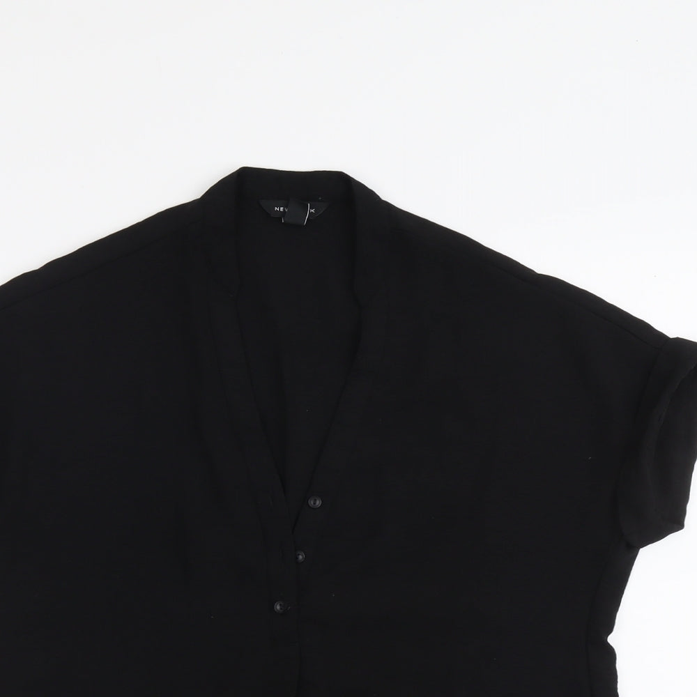 New Look Womens Black Polyester Basic Blouse Size 8 V-Neck