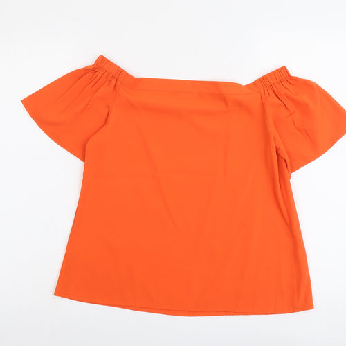 Peacocks Womens Orange Polyester Basic Blouse Size 8 Boat Neck