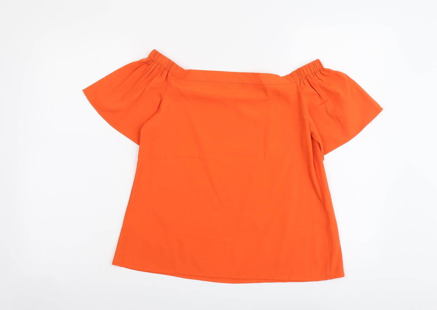 Peacocks Womens Orange Polyester Basic Blouse Size 8 Boat Neck
