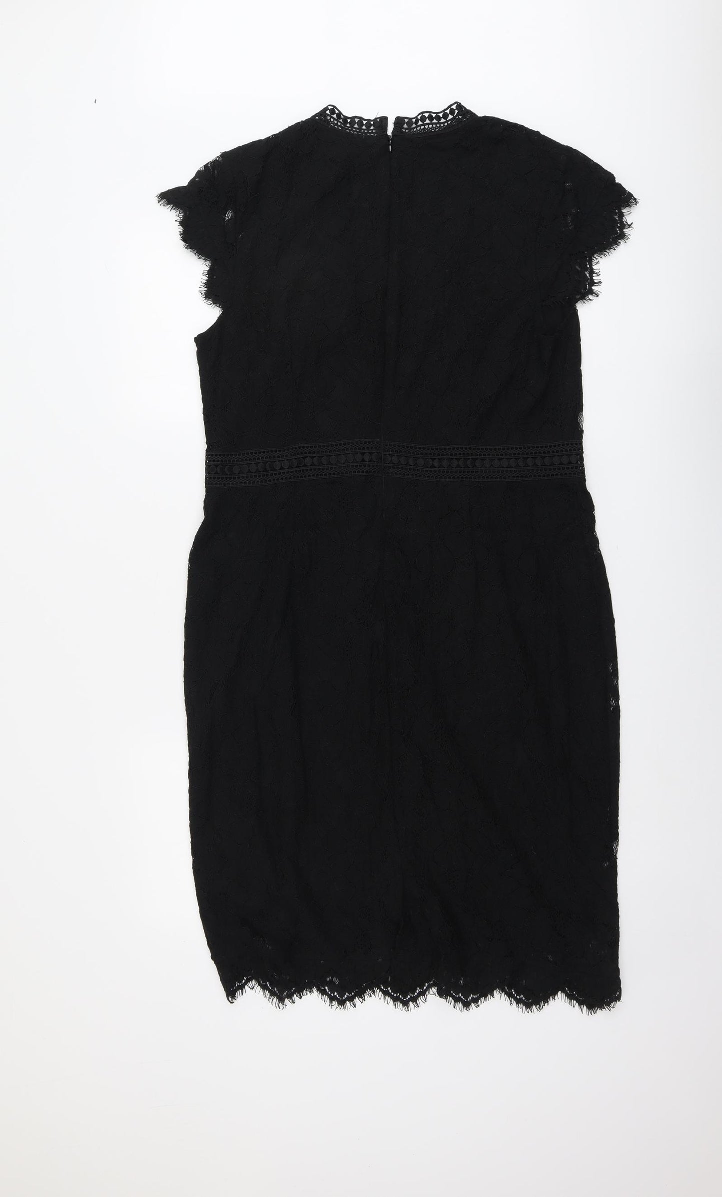 H&M Womens Black Polyamide Shift Size L Mock Neck Zip