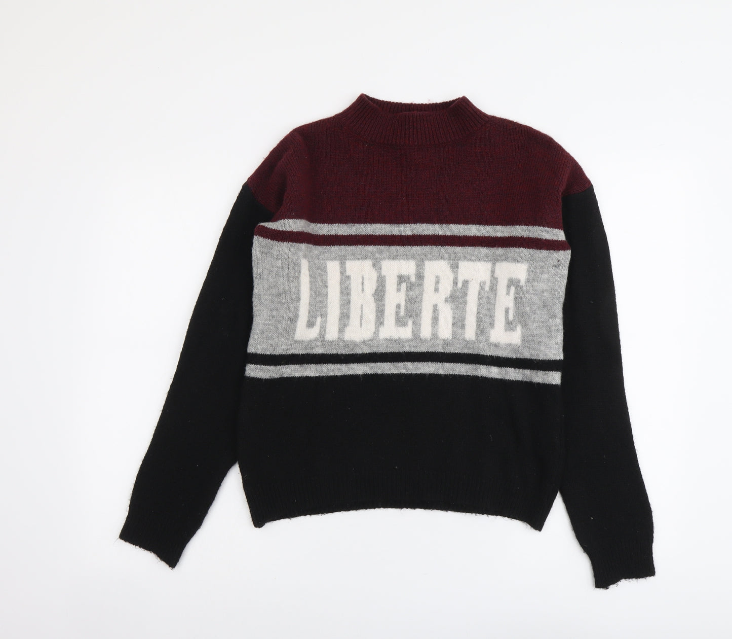 Select Womens Multicoloured Mock Neck Acrylic Pullover Jumper Size 12 - Liberte