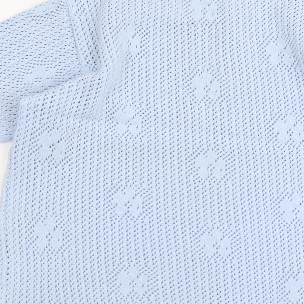 Bonmarché Womens Blue Round Neck Floral Acrylic Pullover Jumper Size S