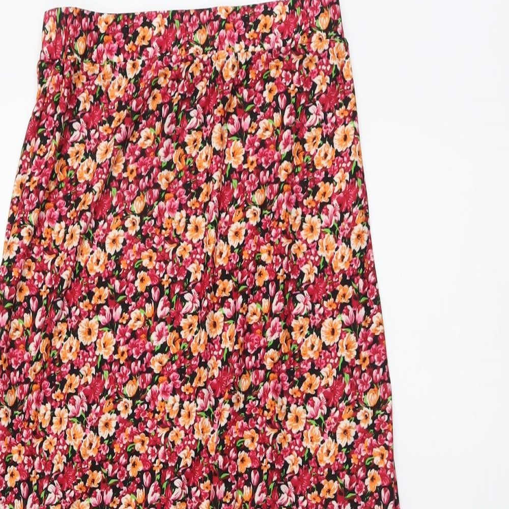 QED London Womens Multicoloured Floral Polyester A-Line Skirt Size 8