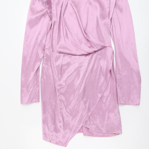 Nasty Gal Womens Purple Polyester Shift Size 10 Mock Neck Zip