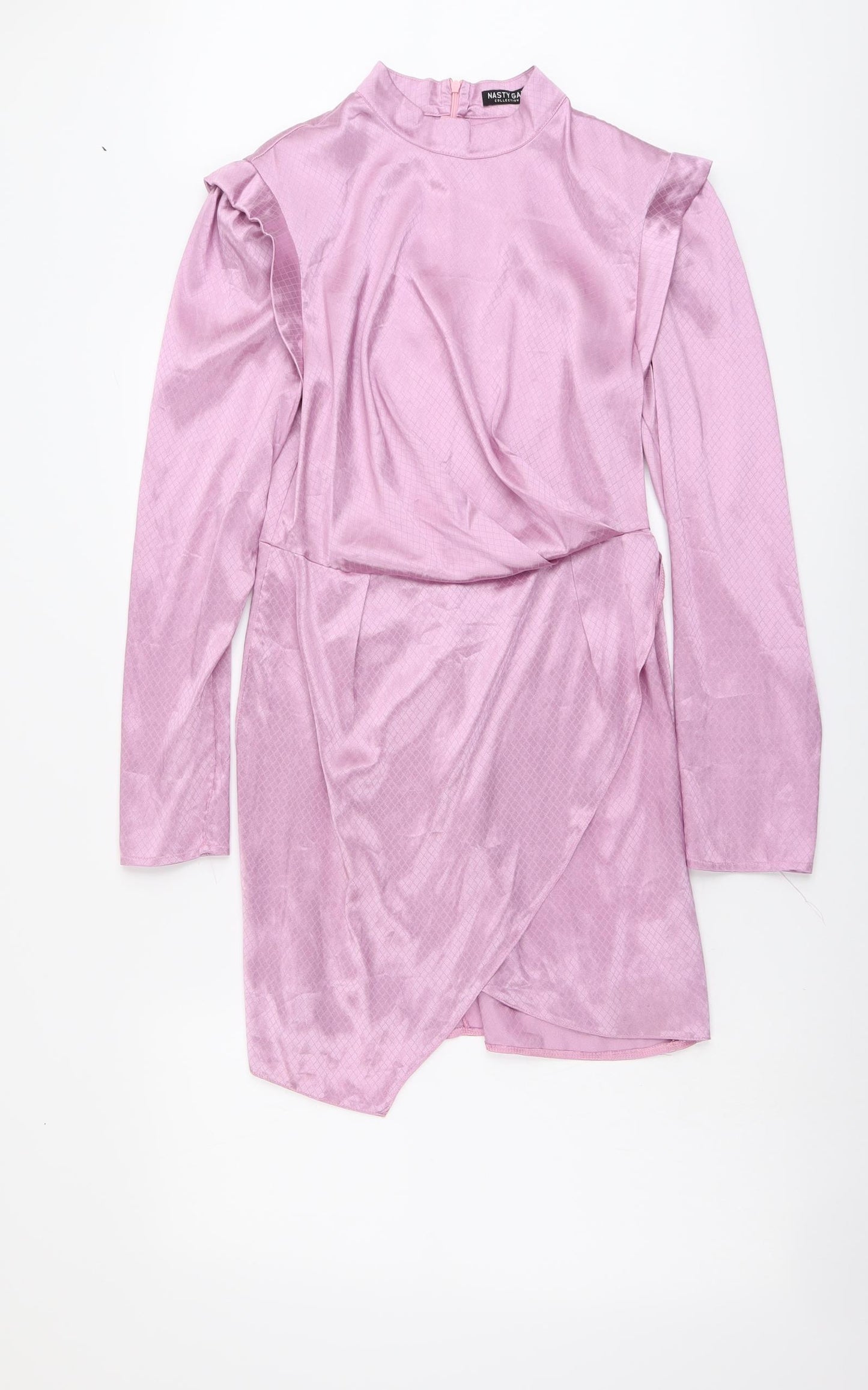 Nasty Gal Womens Purple Polyester Shift Size 10 Mock Neck Zip