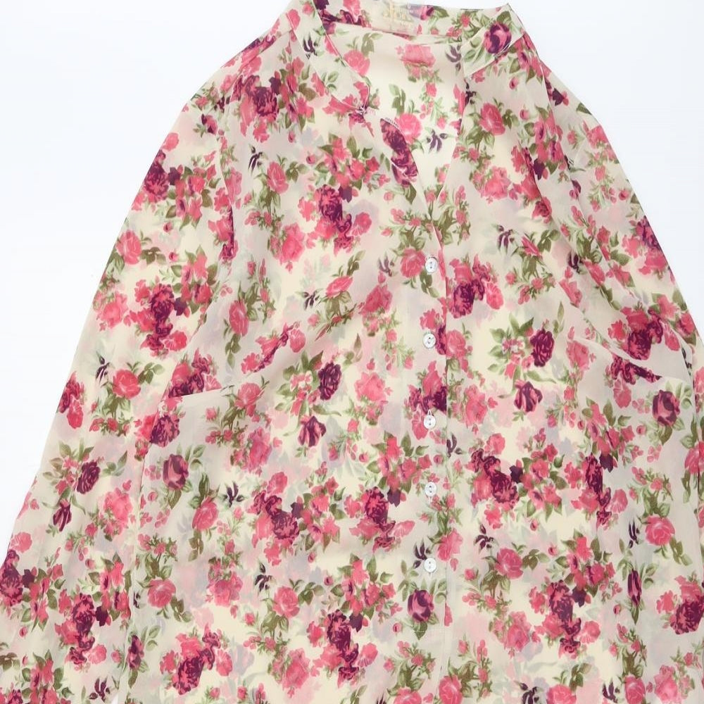 All About You Womens Multicoloured Floral Polyester Tunic Blouse Size L V-Neck