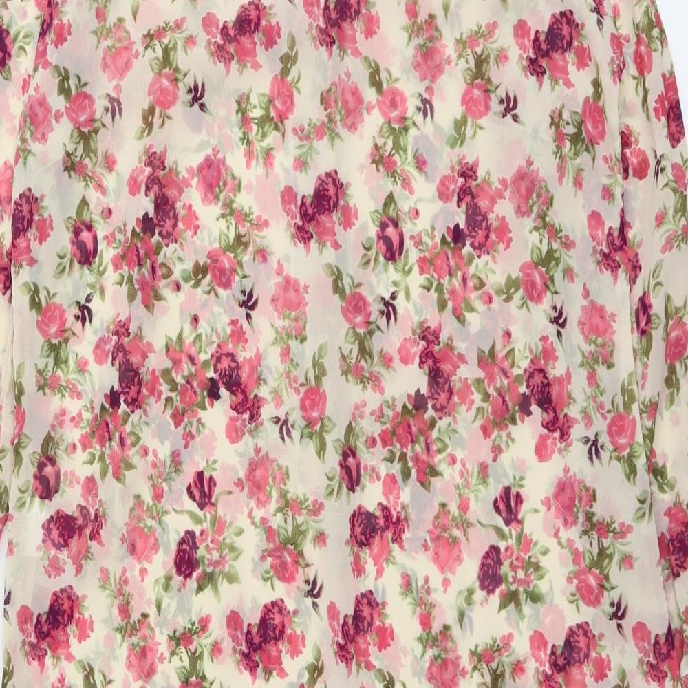 All About You Womens Multicoloured Floral Polyester Tunic Blouse Size L V-Neck