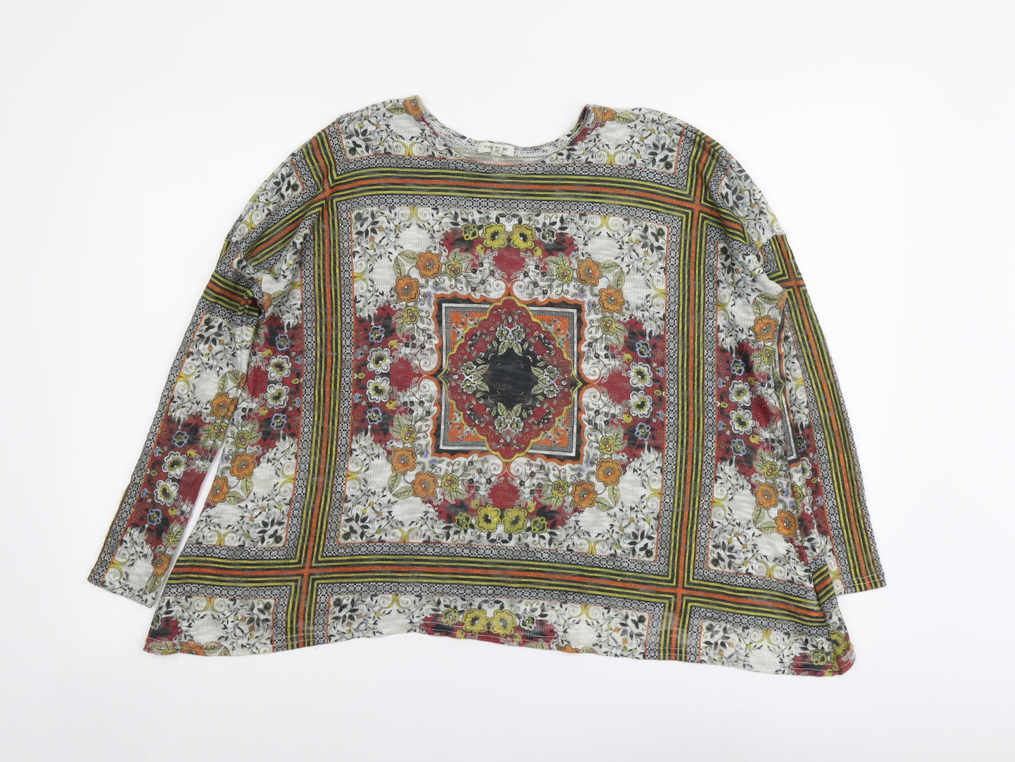 River Island Womens Multicoloured Geometric Polyester Basic Blouse Size 6 Round Neck