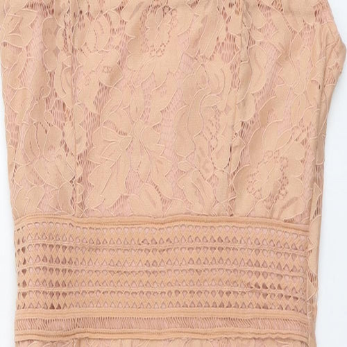 AX Paris Womens Pink Geometric Polyester Bodycon Size 10 Square Neck Zip