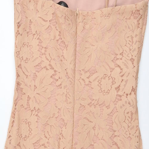 AX Paris Womens Pink Geometric Polyester Bodycon Size 10 Square Neck Zip