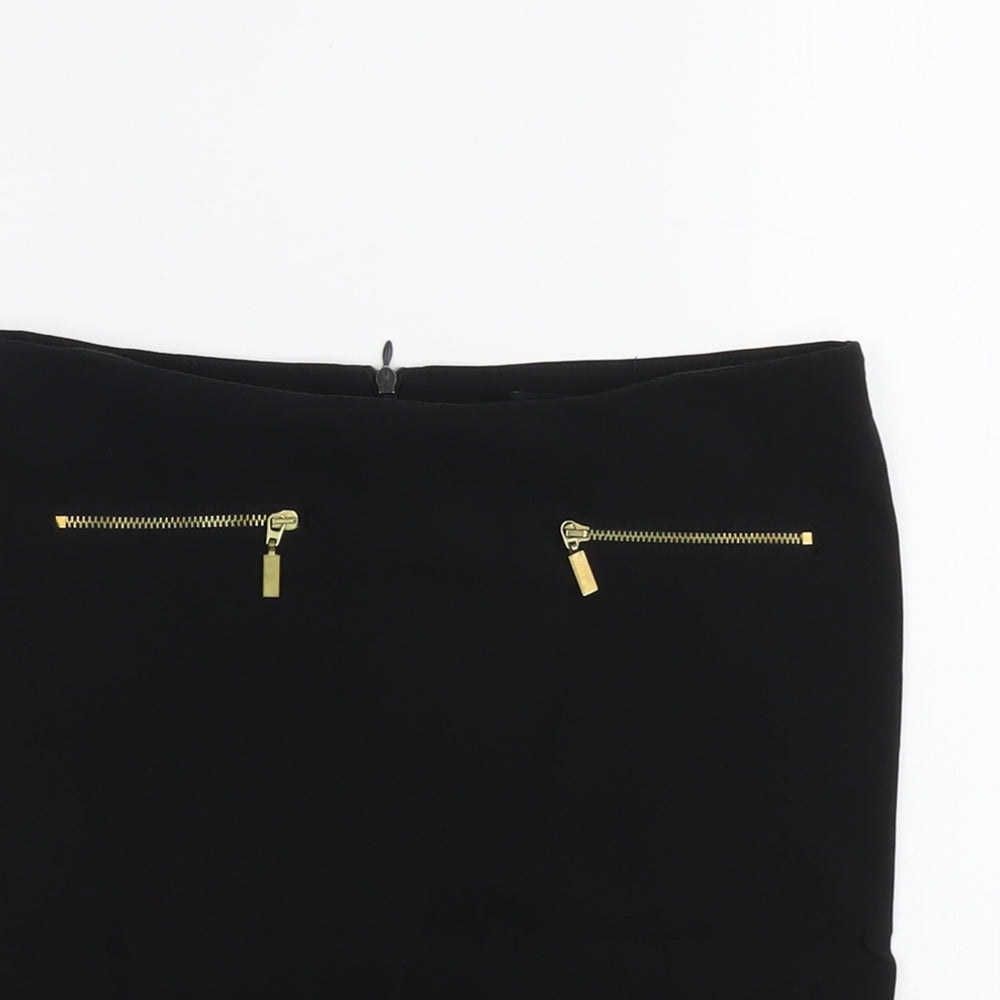 Selext Womens Black Viscose Mini Skirt Size 8 Zip
