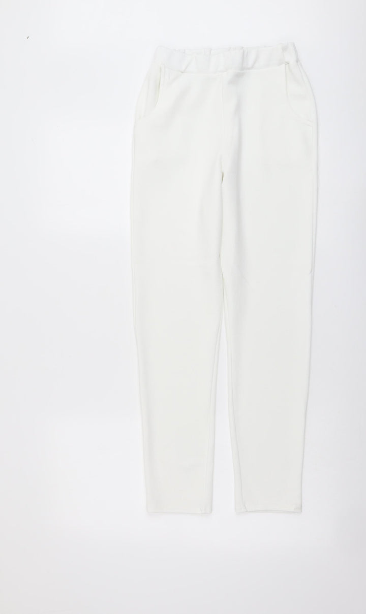 I SAW IT FIRST Womens Ivory Polyester Trousers Size 8 L26 in Regular