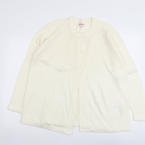 Slimma Womens Ivory Round Neck Herringbone Acrylic Cardigan Jumper Size 16