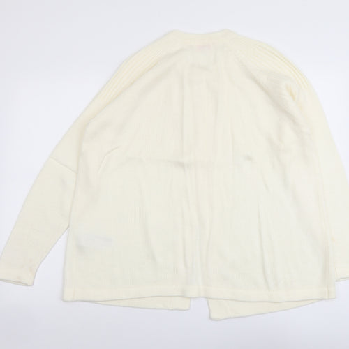 Slimma Womens Ivory Round Neck Herringbone Acrylic Cardigan Jumper Size 16