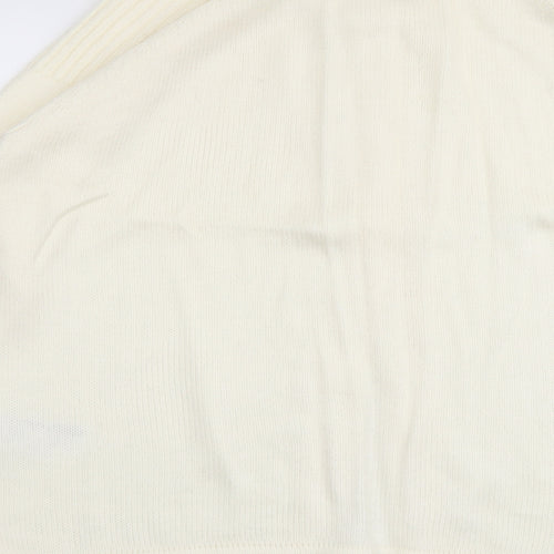 Slimma Womens Ivory Round Neck Herringbone Acrylic Cardigan Jumper Size 16