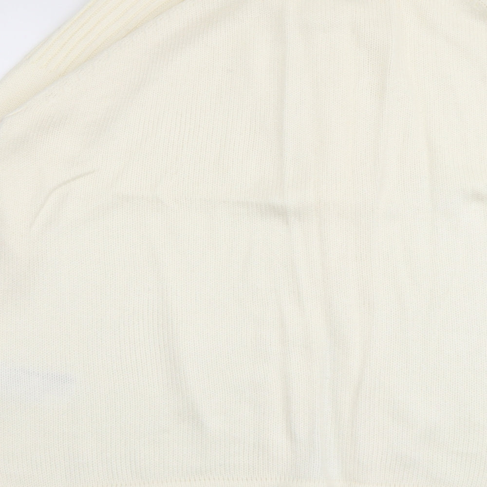 Slimma Womens Ivory Round Neck Herringbone Acrylic Cardigan Jumper Size 16