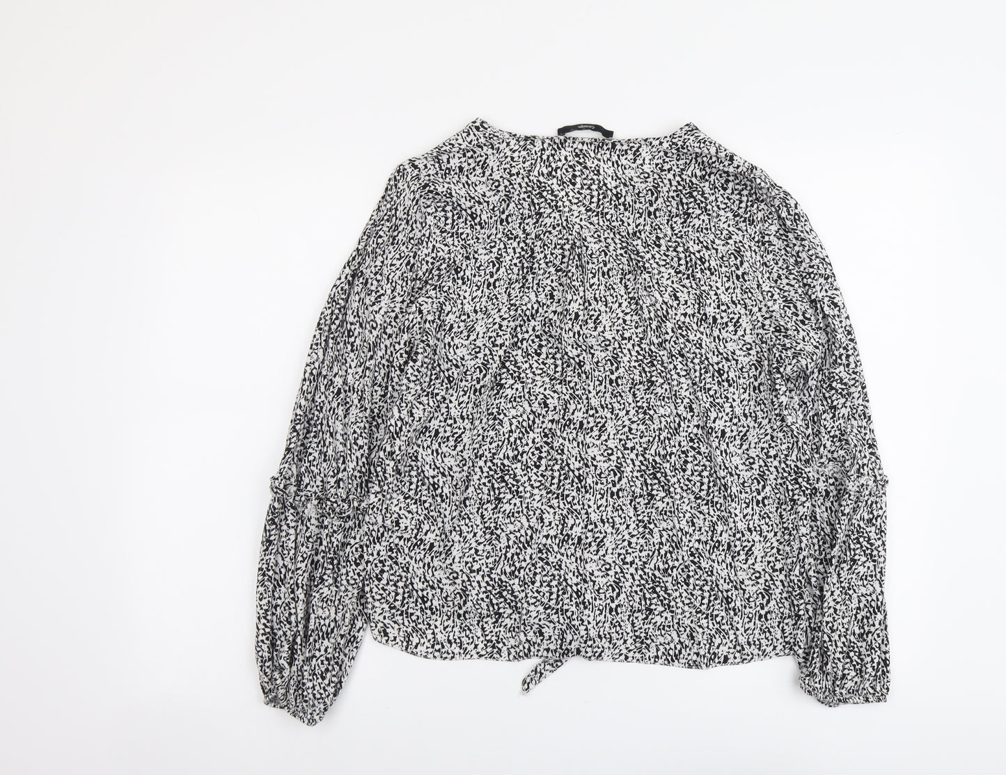 Georeg Womens Black Geometric Viscose Basic Button-Up Size 14 V-Neck